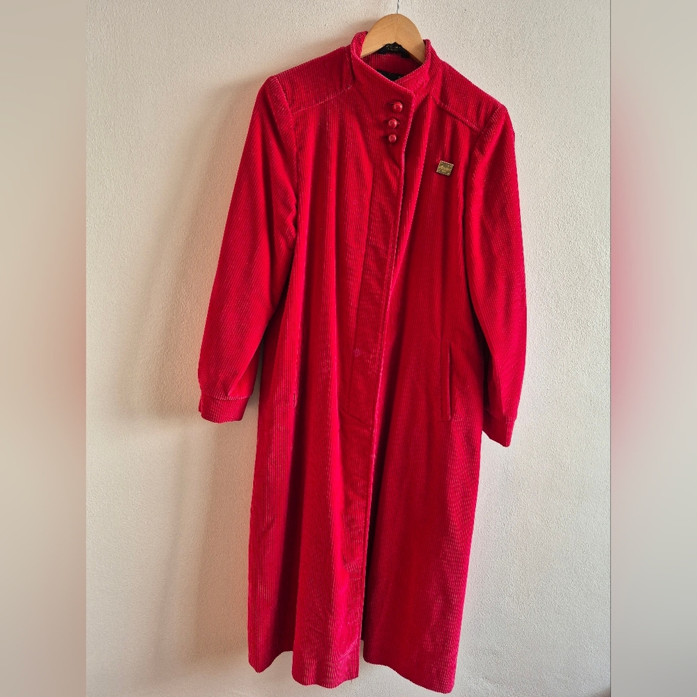 Vintage Bright Red Cotton Corduroy Jacket Fits Like Modern Small Electre Paris
